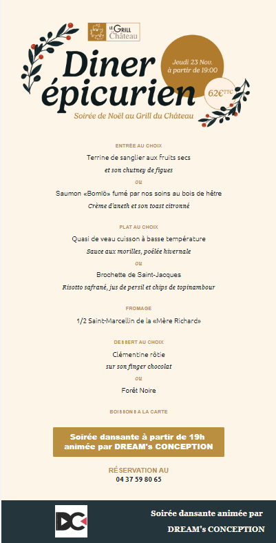 Diner et soirée dansante au Grill