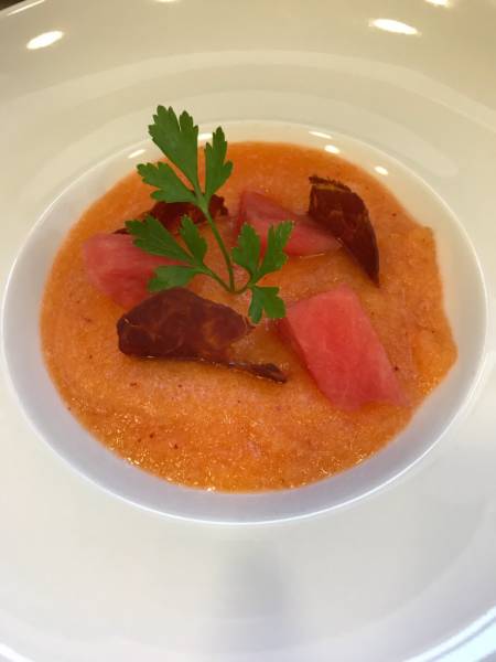 Soupe de melon chorizo