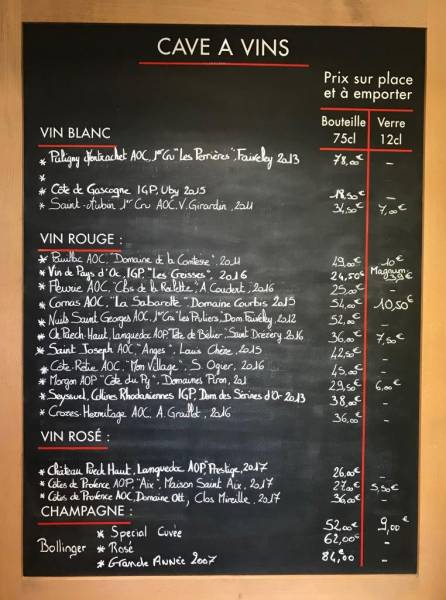 Vins à l'ardoise